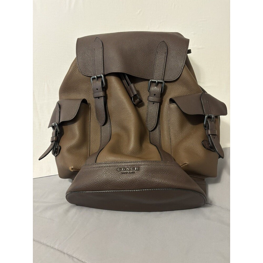 Coach Hudson Mahogany Brown Pebbled Leather Backpack